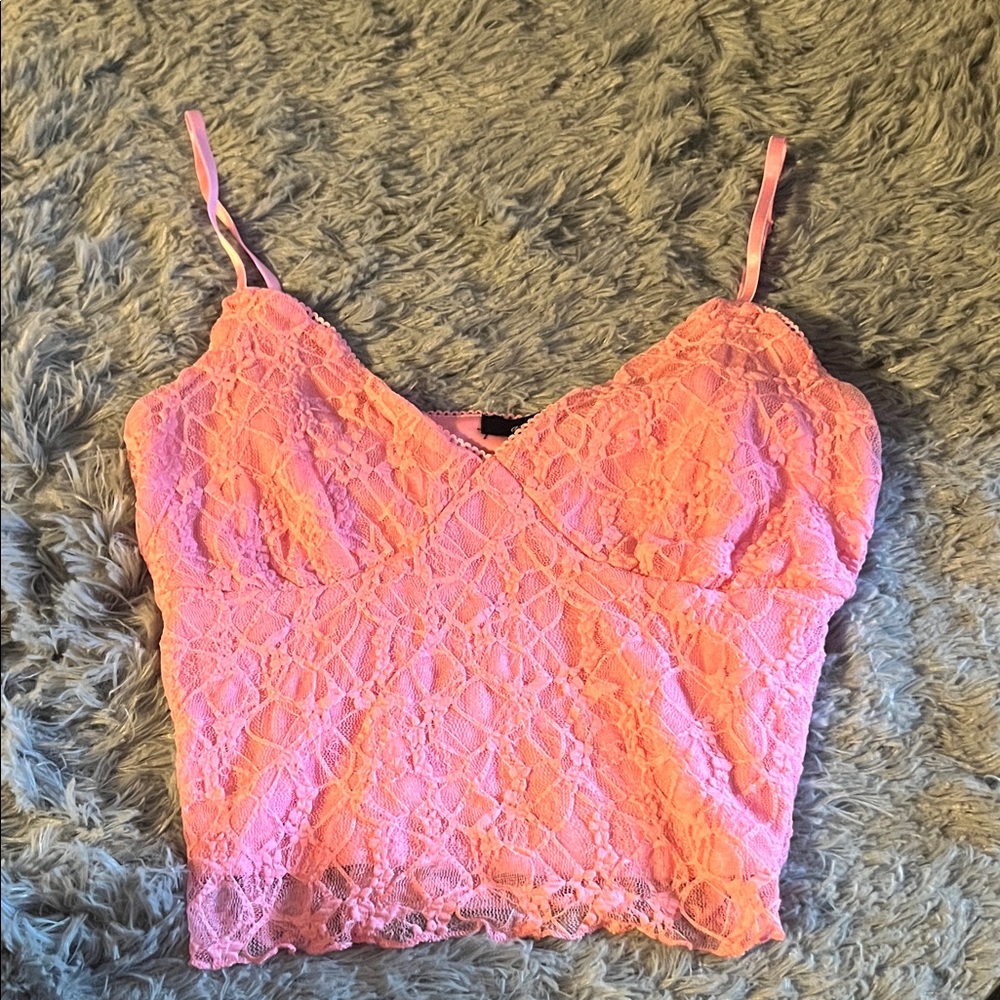Ambiance Pink Lace Camisole Top